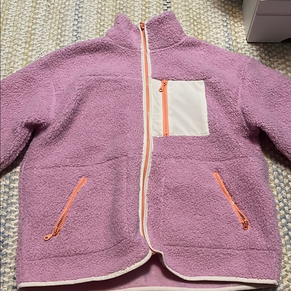 Cozy Purple Fleece Jacket with White Accents